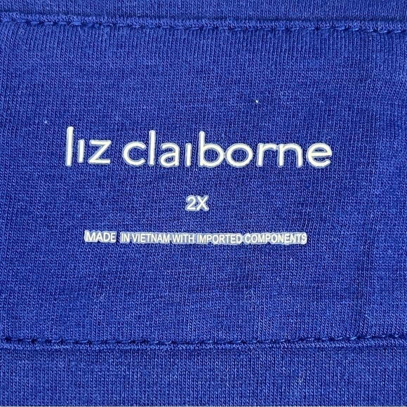 Liz Claiborne Womens Vest Stretch Blue White Stripe Pockets 2X - Picture 9 of 11